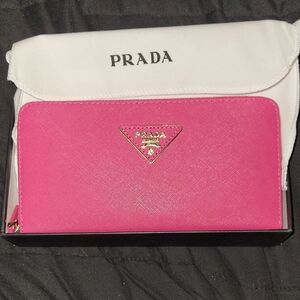Pink Leather Wallet with Gold Logo